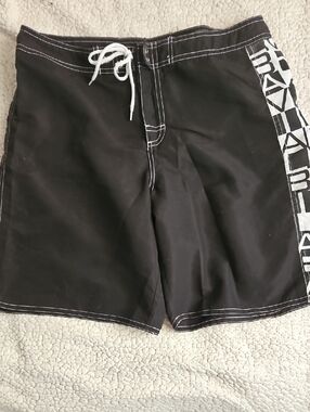 Women's Black Swim Board Shorts with Side Design Size M